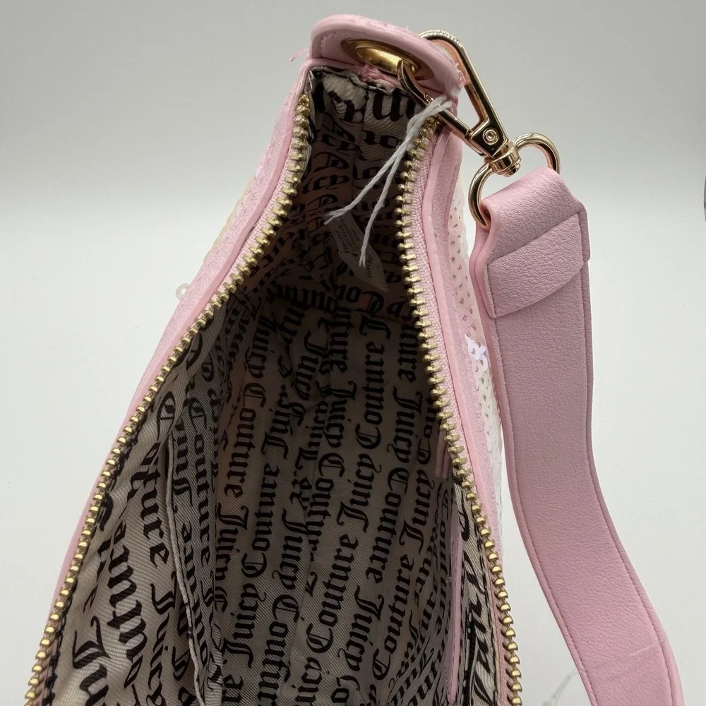 Juicy Couture Blank Canvas Hobo Purse Light Sparkle Iridescent Pink NWT